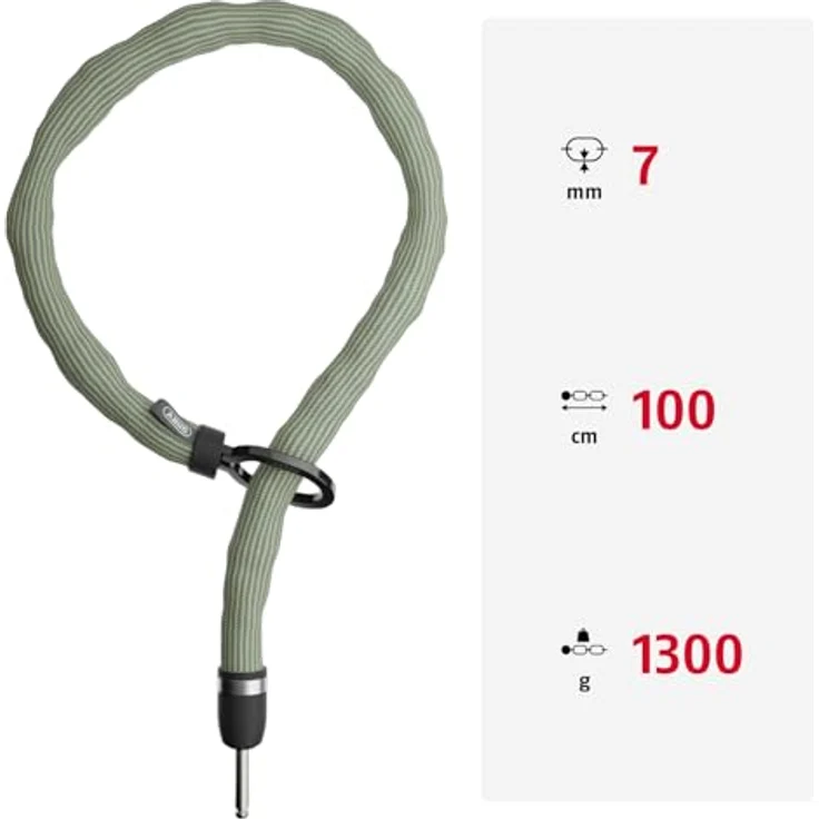 ABUS Einsteckkette Adaptor Chain Superior 7KS, 100 cm lange Stahlkette mit 7 mm Stärke, grün - Fahrradschloss für Fahrrad und E-Bike, passend zu Rahmenschloss oder Alarmbox 2.0 – Bild 2