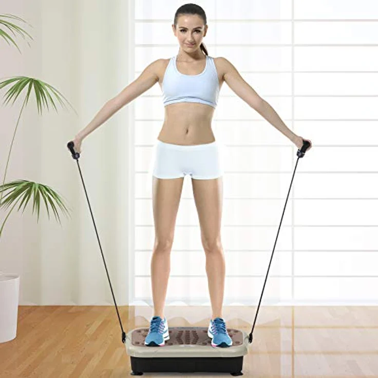 HOMCOM Vibrationsplatte Vibrationstrainer Vibrationsgerät Fitnesstrainer LED-Anzeige USB-Lautsprecher Trainingsbänder Fernbedienung - Preisvergleich – Bild 2