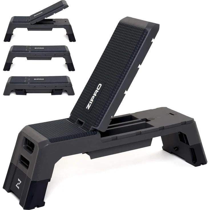 GCS Zipro Adjustable Aerobic Step, verstellbares Steppbrett für vielseitiges Fitness-Training, rutschfeste Oberfläche, schwarz