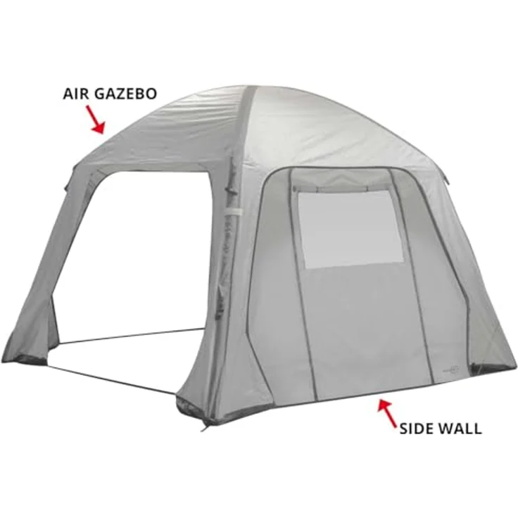 Bo-Camp Luftpavillon Seitenwand Tür & Fenster Camping Garten Pavillon Partyzelt, UV-beständig, wasserfest & feuerhemmend, 319 x 184 cm, grau – Bild 3