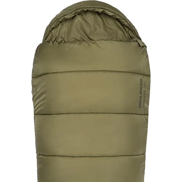 Highlander Trooper 250, Mumienschlafsack 3-Jahreszeiten mit 250g/m² Hohlfaser, warm und schnelltrocknend, inkl. Kompressionssack, für Outdoor und Camping – Bild 4