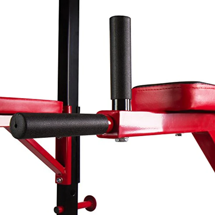 CCLIFE Power Tower Dip Station, Multifunktions-Krafttrainingsgerät mit verstellbarer Ablage, schwarz/rot – Bild 8