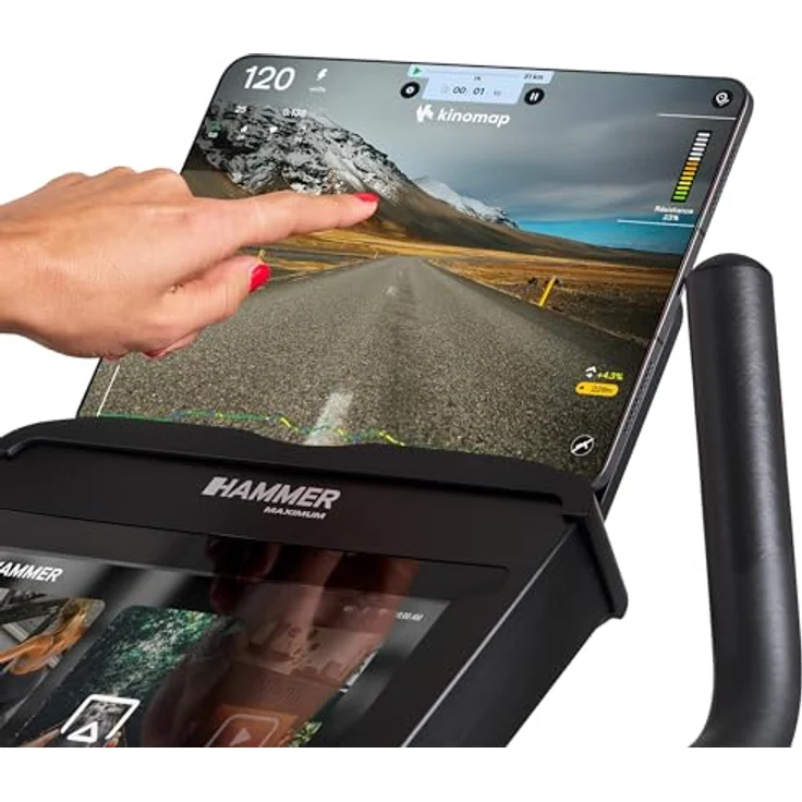 HAMMER Ergometer Spheris 4.0 NorsK, Echtholz-Design, 10 kg Schwungmasse, 10,1″ Touchdisplay, kompatibel mit Kinomap und Zwift, bis 180 kg belastbar – Bild 3