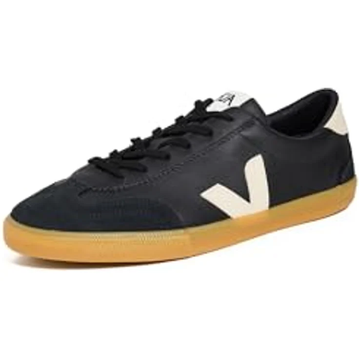 Veja Volley Sneakers für Männer, aus hochwertigem Leder in Schwarz/Weiß, Größe 10 UK - 44 EU - 11 US – Bild 1