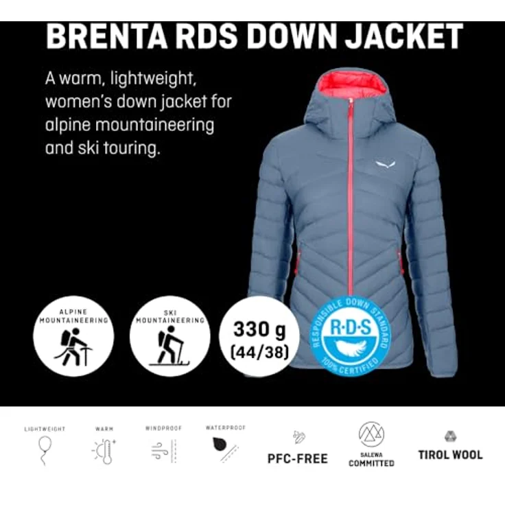 Salewa Brenta, Damen Skijacke, daunenisoliert, wasserabweisend, Schwarz, Größe 38 – Bild 3