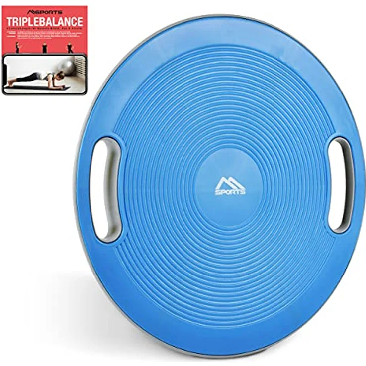 MSPORTS Balance Board Premium 40 cm Durchmesser inkl. Übungsposter und Work Out App GRATIS - Therapiekreisel Physiotherapie Wackelbrett (Blue)