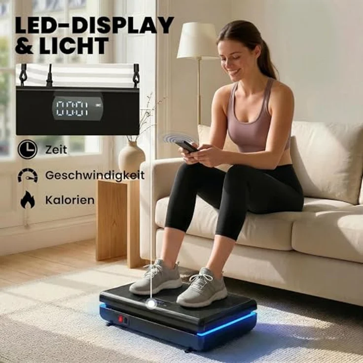 SPORTNOW Vibrationsplatte Rüttelplatte mit 120 Intensitätsstufen, 5 Vorprogrammen und Widerstandsbändern, schwarz – Bild 8
