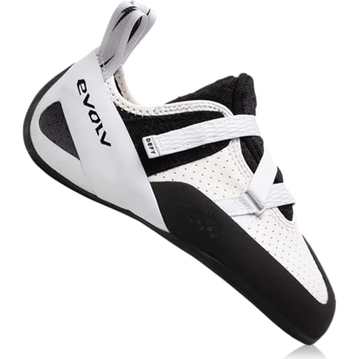 Evolv Defy LV, Herren Kletterschuhe mit asymmetrischem Schnitt, geteilte Laschenöffnung, Weiss, Größe 39 – Bild 1