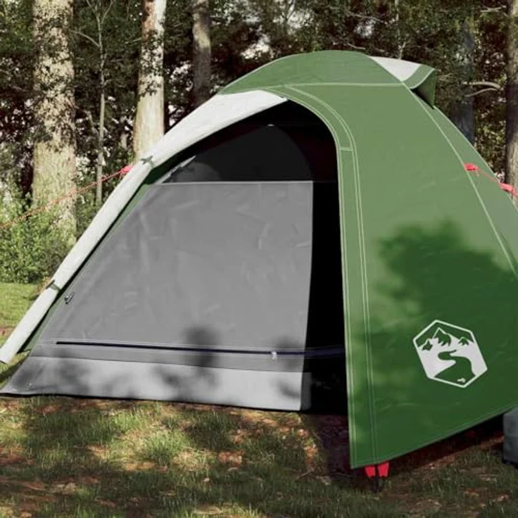 vidaXL Kuppel-Campingzelt 3 Personen Zelt Trekkingzelt Kuppelzelt Wanderzelt Leicht 1 Schlafkabine 210x195x120cm Innenzelt 3,1kg Grün Wasserdicht – Bild 2