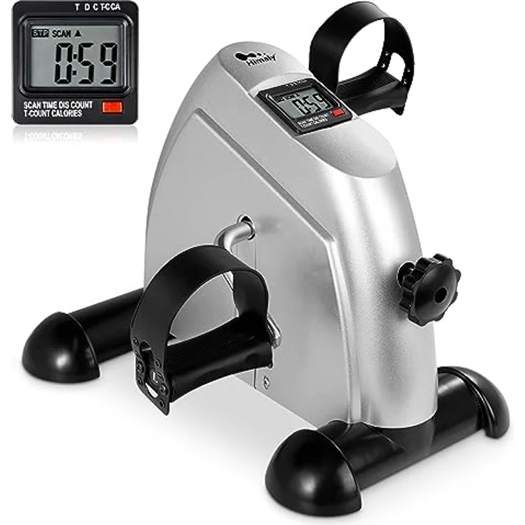 Minibike Heimtrainer Bewegungstrainer Pedaltrainer Trainingsgerät Fitnessgerät mit LCD-Monitor Einstellbarer Widerstand Fahrradtrainer Fitness-Fahrrad für Arm-und Beintrainer Zuhause Büro(Silber) – Bild 1
