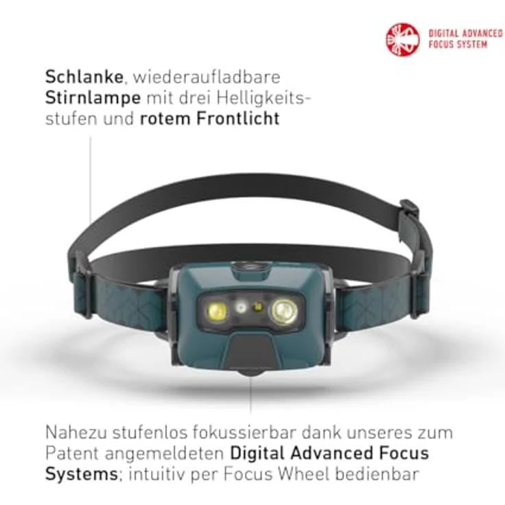 Ledlenser HF6R Core, wiederaufladbare Stirnlampe in Teal Green, 800 Lumen, IP68 wasserdicht, mit Rotlicht und Digital Advanced Focus System – Bild 3