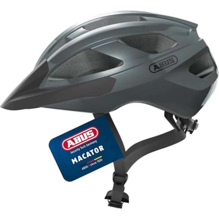 ABUS Macator Rennradhelm, sportlicher Fahrradhelm für Einsteiger, ponytail-kompatibel, grau glänzend, Größe L – Bild 1