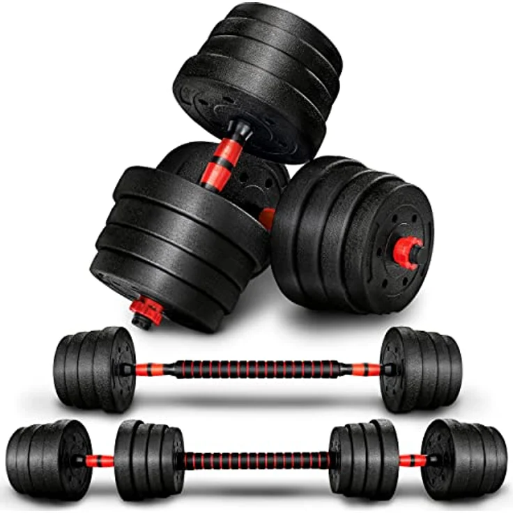 RE:SPORT 2 in 1 Hanteln Set 30 kg | Hantelset verstellbar | Kurzhantel & Langhantel | Sternverschlüsse & Verbindungsrohr – Bild 1