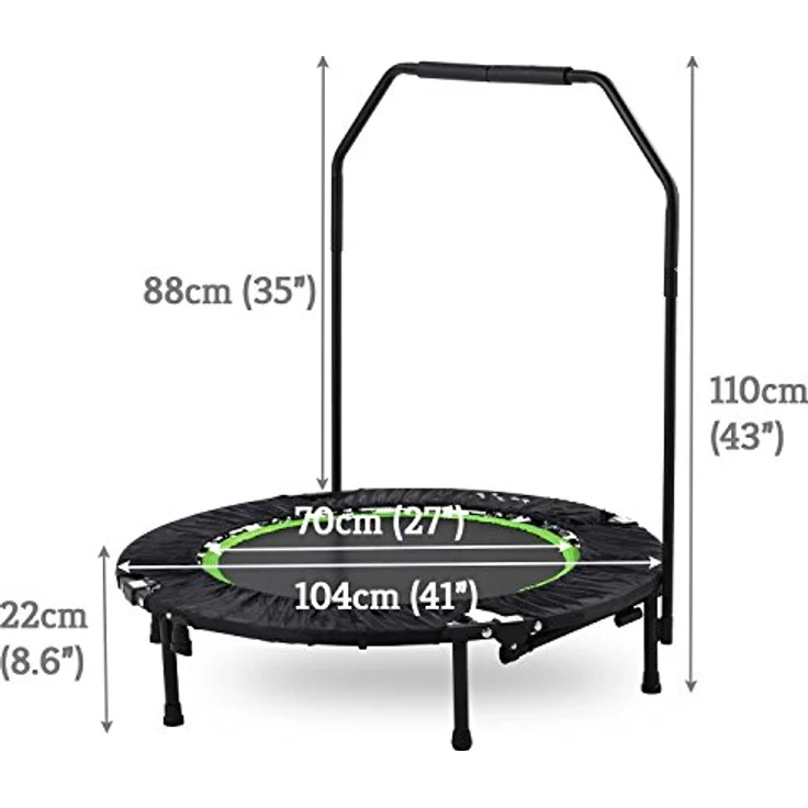 Tunturi Erwachsene klappbares Fitness Trampolin Ø 104cm mit Stange und Randabdeckung/Jumping Fitness Trampolin/Rebounder – Bild 2