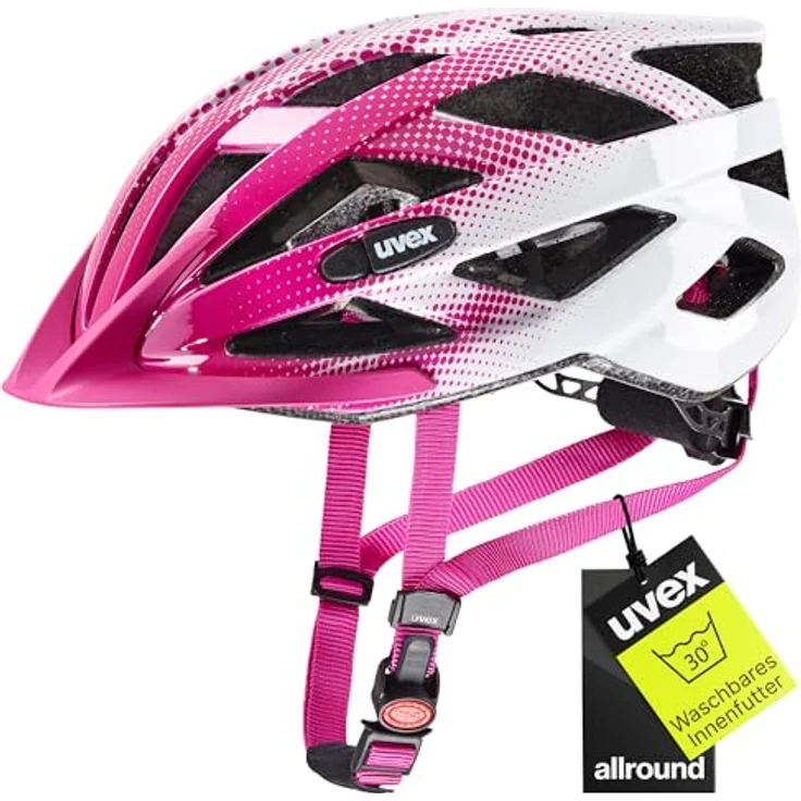 Uvex Sports Air Wing, Velohelm mit 24 Belüftungsöffnungen und integrierter Sonnenblende, Pink/Weiß, 52-57 cm – Bild 1
