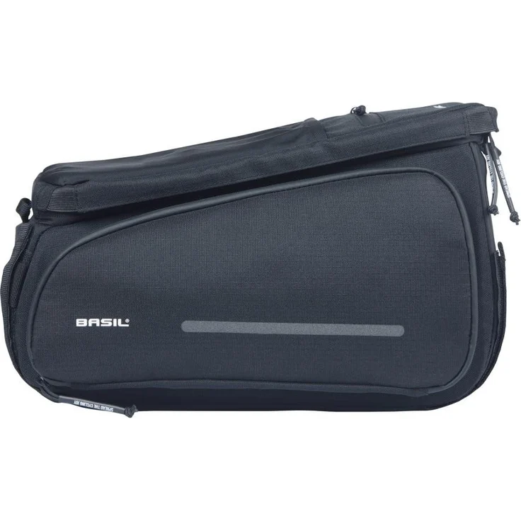 Basil Move Gepäckträgertasche 10-26 Liter schwarz, wasserabweisendes Polyester, kompatibel mit MIK