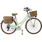 Canellini Vintage Retro Dolce Vita Citybike CTB Frau Aluminium, 6 Gang Shimano TX50, Korb und Taschen inklusive, Hellgrün