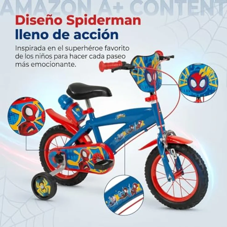 Toimsa Kindervelo 12" Spiderman, Kinderfahrrad für Jungen ab 3 Jahren, aus Eisen – Bild 4