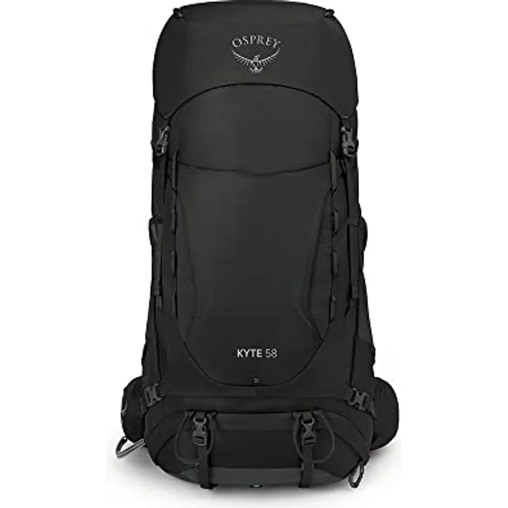 Osprey Kyte 58 Black WM/L, Wanderrucksack mit integrierter Regenhülle und AirScape Rückenplatte – Bild 2