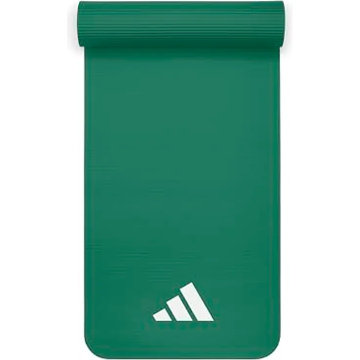 Adidas Fitness Mat 10mm, Yogamatte in Dunkelgrün mit rutschfester Oberfläche und elastischem Tragegurt – Bild 1