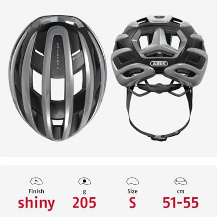 ABUS Rennradhelm AirBreaker 2.0, leichter Helm mit optimierter Belüftung, Aerodynamik und Komfort, ilber, Größe S (51-55 cm) – Bild 3