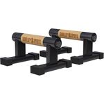 GORILLA SPORTS® Liegestützgriffe - 2er Set, aus Holz und Stahl, rutschfest bis 300kg, inkl. Tragetasche - Calisthenics Equipment, Parallettes, Handstand Griffe, Push Up Bars, Liegestütze Barren