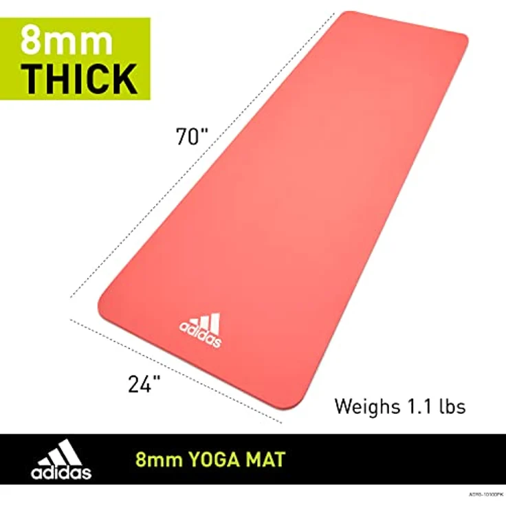 Adidas Yoga Mat - 8mm - Glow Pink, rutschfeste Textur, PVC-frei, 176 x 61 cm, 2 Jahre Herstellergarantie – Bild 5