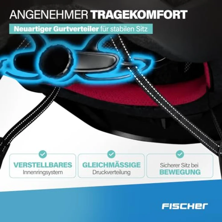 Fischer Fahrradhelm MTB Plus Andes L/XL, schwarz, mit integriertem Akku-Magnet-Rücklicht und FHPS-Sicherheitssystem – Bild 8