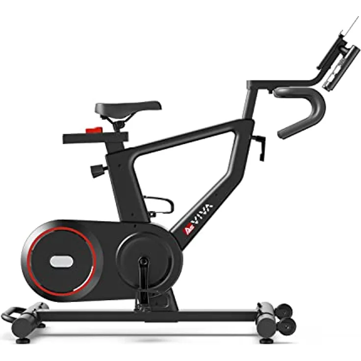 Indoor Cycle AsVIVA S18 Indoor Bike I Inkl. Polar T34 Pulsgurt & Sportcomputer I SPD-Klickpedale I Elektrisch einstellbarer Widerstand I Leiser Riemenantrieb I Designed in Germany