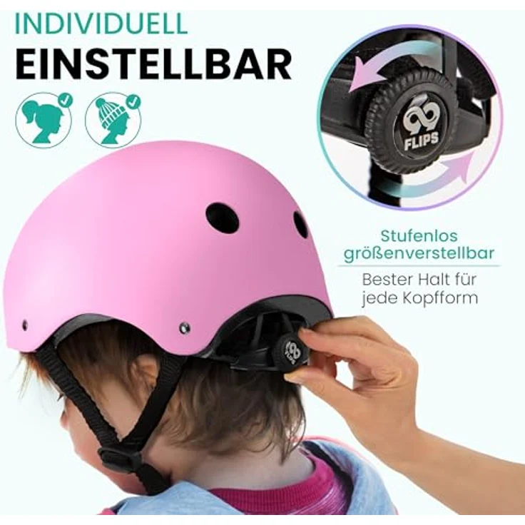 99FLIPS Fahrradhelm Mädchen 3-12 Jahre, GS Skaterhelm in Pink, TÜV Rheinland zertifiziert – Bild 5