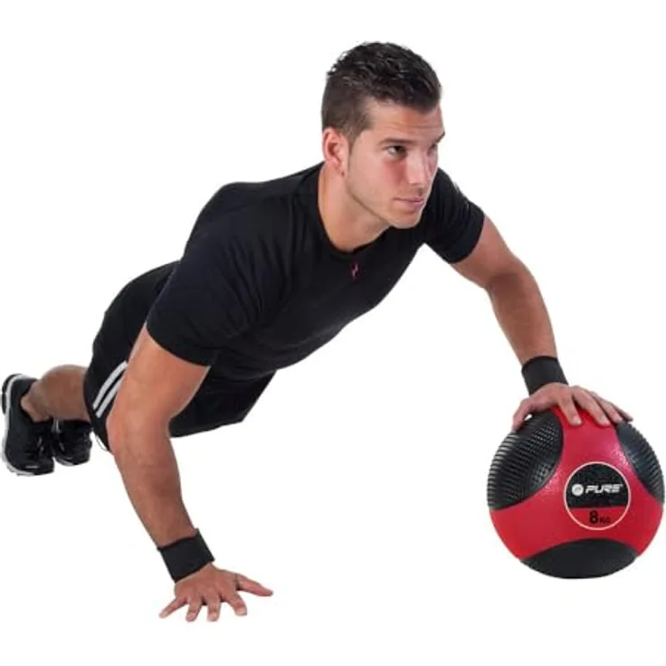 Pure2Improve Medizinball 8kg, Trainingsball mit modifizierter Gummioberfläche, Professionell Turnhalle Ball