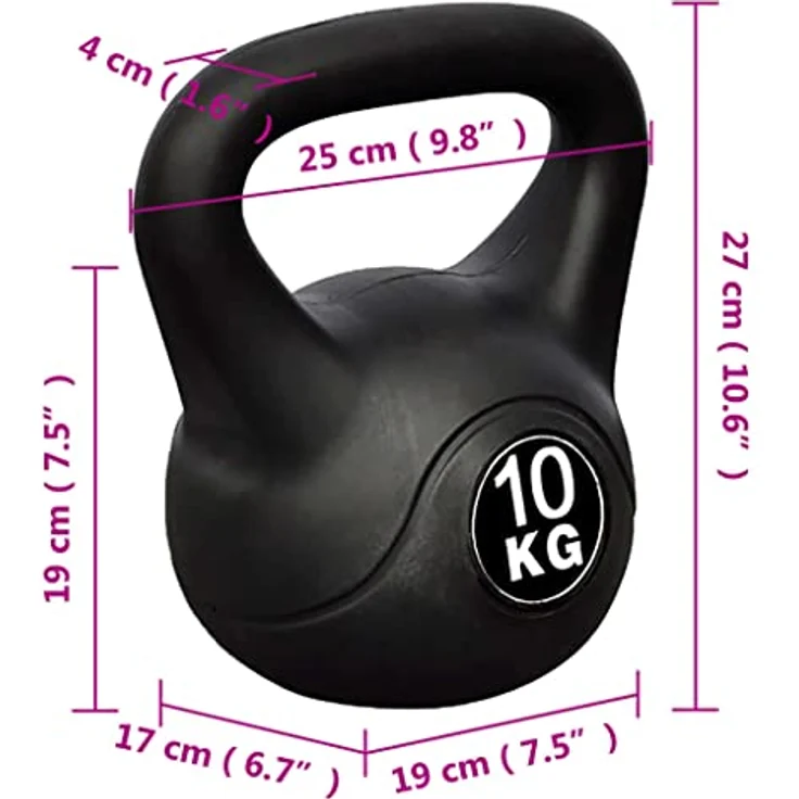 vidaXL Kettlebell Kugelhantel 10KG für Gewichttraining, Beton mit Kunststoffummantelung – Bild 5