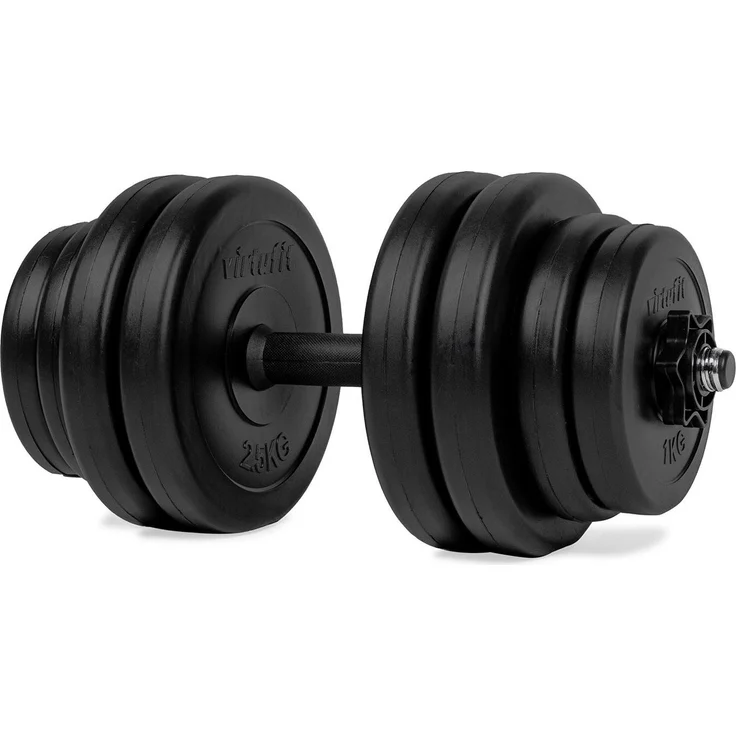 VirtuFit Verstellbare Vinyl-Kurzhantel 1-15 kg, inklusive 4 Gewichtsplatten, langlebig und rutschfest