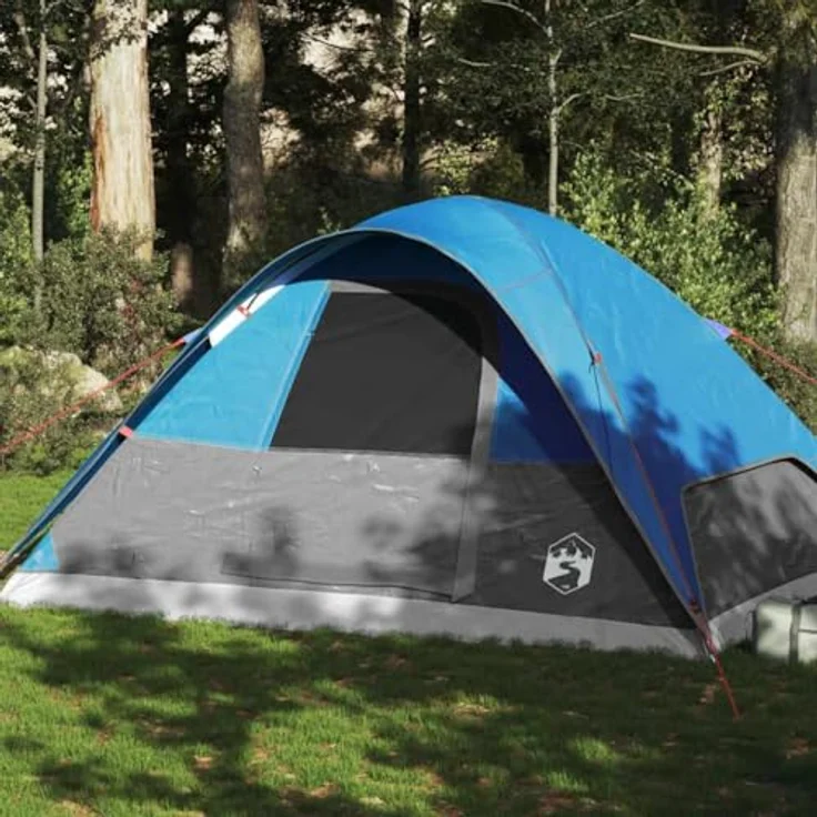 vidaXL Kuppel Familienzelt 6 Personen, Campingzelt mit wasserdichtem Design, abnehmbarem Überzelt und Insektenschutz, blau, 185T Polyester – Bild 2