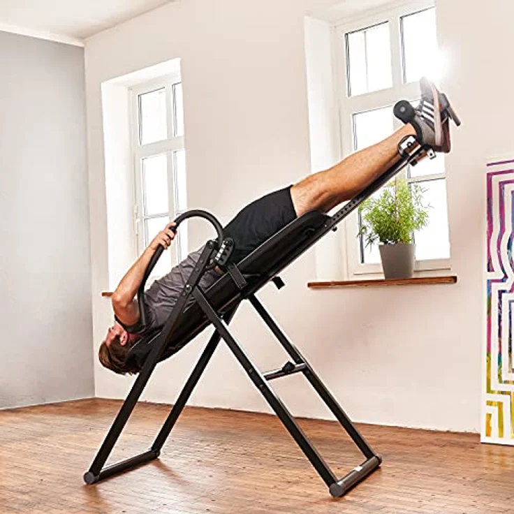 SportPlus Inversionsbank für zuhause, klappbarer Schwerkrafttrainer, Inversion Table mit 4 Inversionswinkel, Streckbank zur Entlastung der Wirbelsäule, Rückenstrecker mit Nutzergewicht bis 135 kg – Bild 3