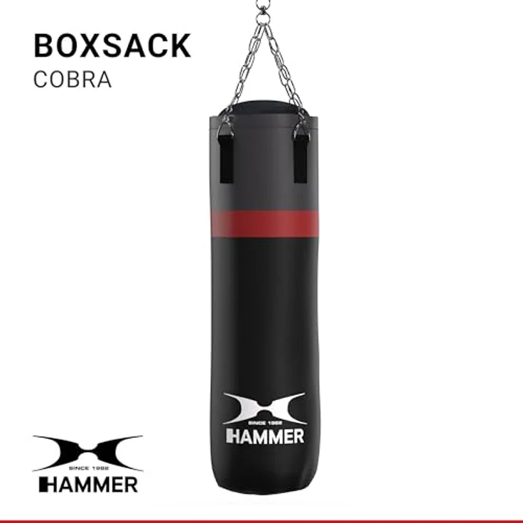 HAMMER Boxsack Cobra, 100 cm, reißfestes Nylon, Schwarz/Rot/Grau, One size, 92330 – Bild 2