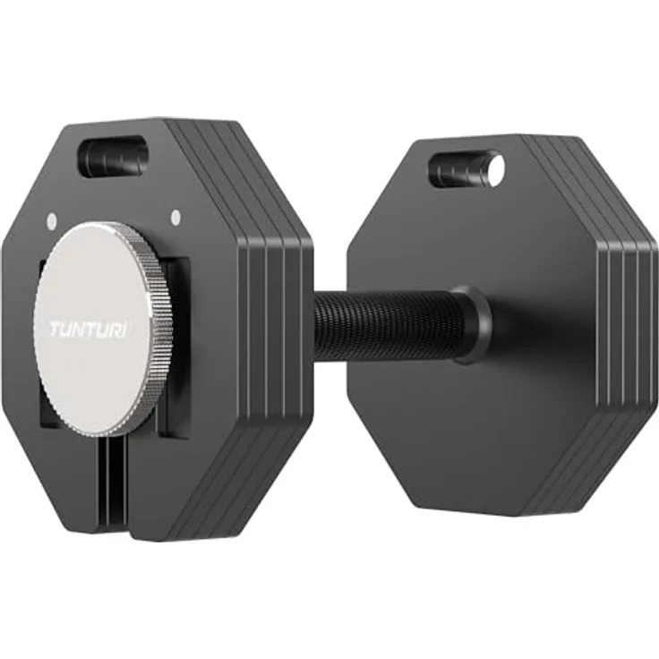 Tunturi Rapid Verstellbare Hantel, Einzelsatz 20 kg, verstellbar von 4 bis 20 kg, 9 Hanteln in einem, inkl. Trainings-App