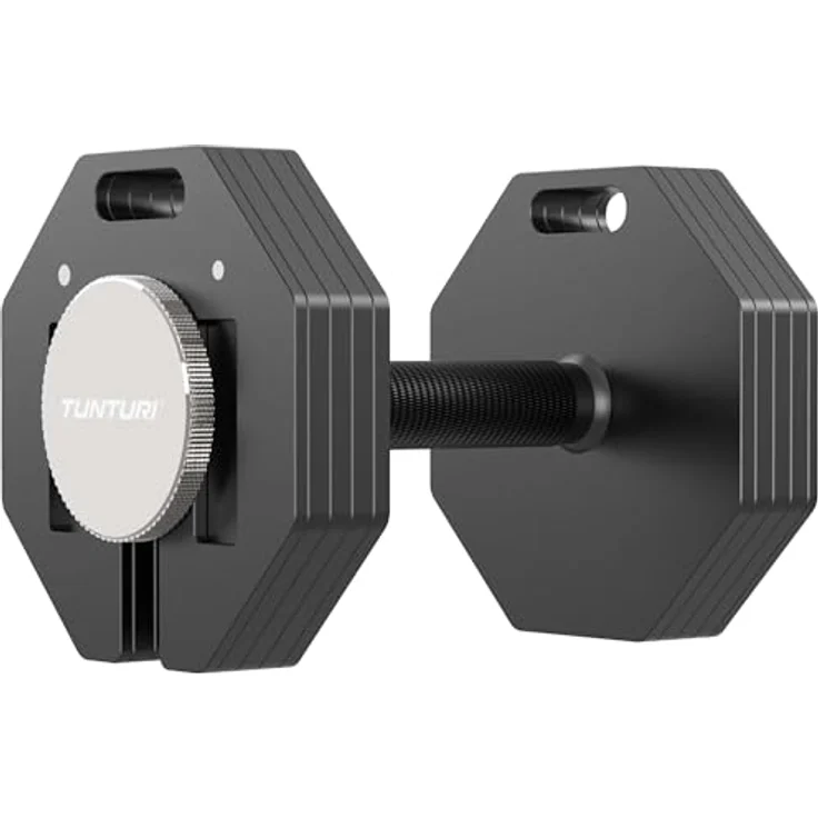Tunturi Rapid Verstellbare Hantel, Einzelsatz 20 kg, verstellbar von 4 bis 20 kg, 9 Hanteln in einem, inkl. Trainings-App – Bild 1