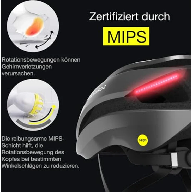 Lumos Velohelm Ultra, integrierte COB-LED-Beleuchtung und Blinker, Größe 61-65 cm – Bild 7