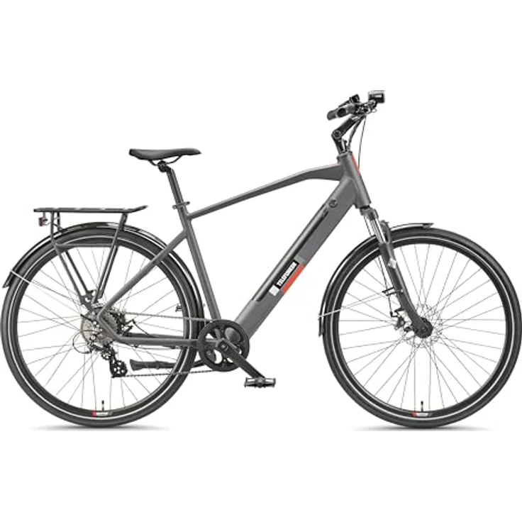 Telefunken E-Bike XT490, 28 Zoll Trekking Pedelec mit 250 W Heckmotor, 8-Gang Kettenschaltung & Scheibenbremsen, integrierter 417,6 Wh Akku, granitgrau – Bild 2