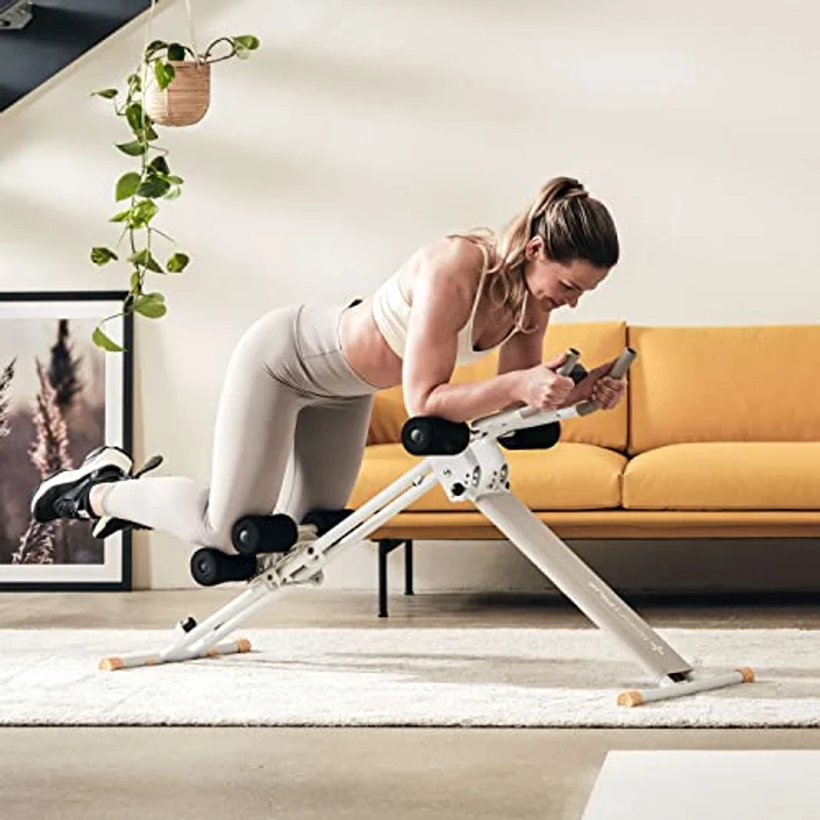 SportPlus Bauchtrainer SP-ALB-011-W, klappbare Sit-up Bank mit 4-fach verstellbarem Trainingswinkel, LCD-Display und bis 100 kg belastbar, weiß – Bild 2