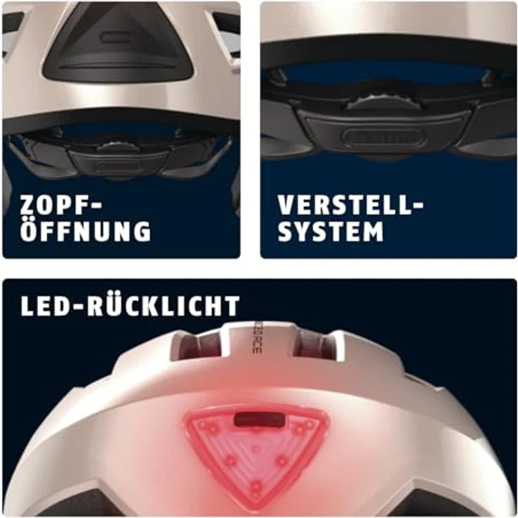 Abus Pedelec 2.0 Ace, Velohelm 52-57 cm mit Regenhaube und LED Licht – Bild 5