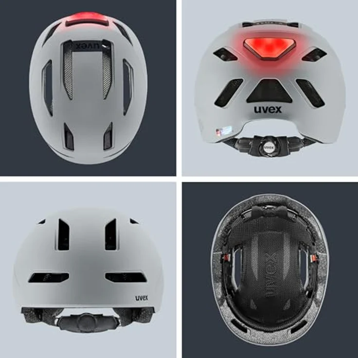 Uvex Sports Urban Planet LED, Velohelm mit integrierter Lichtfunktion, Hartschalenkonstruktion, 58-61 cm, Rhino Matt – Bild 4
