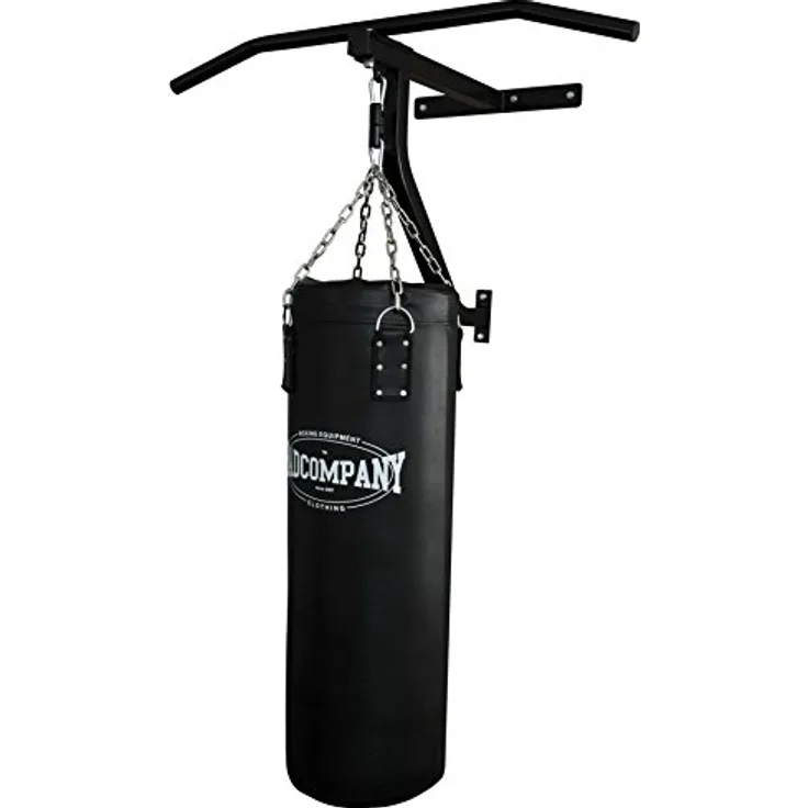 Bad Company Klimmzugstange, Boxsack und Wandhalterung im Set I gefüllter Sandsack 90 x 30 cm (23 kg) inkl. Stahlkette und Befestigungsmaterial I BCA-109