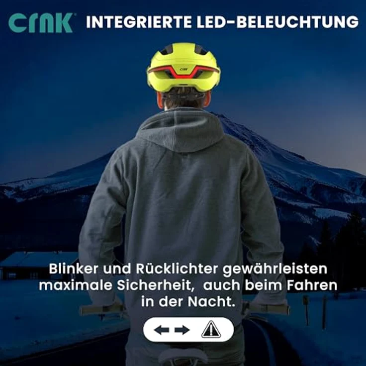 CRNK Angler Alpha, Fahrradhelm in Metallic Blue, Größe M, mit Bluetooth, LED-Blinker und Memory-Schaumstoff – Bild 4