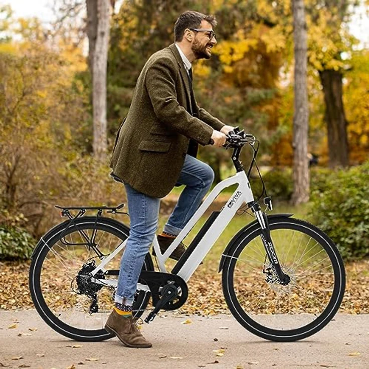 AsVIVA E-Bike CityBike B15_FBA in Weiß, Elektrofahrrad mit extra starkem Akku und Hinterradmotor, Damen & Herren Trekking E-Bike mit LCD Display – Bild 2