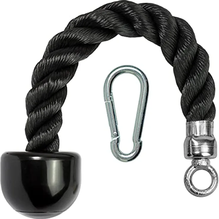 CampTeck U7223 Single Trizepsseil, Einhand Trizepsseil Kabelbefestigung mit Karabiner - Schwarz