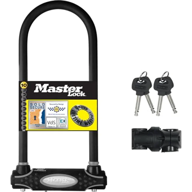 Master Lock Nr. 8195EURDPROLW, Veloschloss aus gehärtetem Stahl mit 28 cm Doppel-Schließbügel, schwarzes Gehäuse – Bild 1