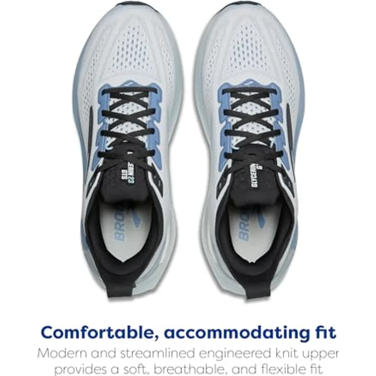 Brooks Glycerin GTS 23, Laufschuhe mit GuideRails™-Technologiesystem, atmungsaktivem Strick-Obermaterial, Dämpfung und Recyclingmaterial, Farbvariante White/Rain/Baltic Sea, Schuhweite normal, Größe 43 – Bild 4