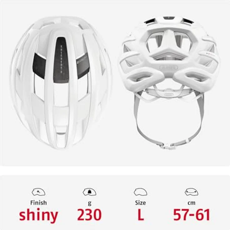 ABUS AirBreaker 2.0 Rennradhelm, leichter Fahrradhelm mit optimaler Belüftung, Aerodynamik, Sicherheit und Komfort, weiß, Größe L (57-61 cm) – Bild 3